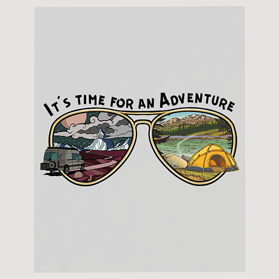 Adventure-Themed Sunglasses DTF Transfer for T-Shirts