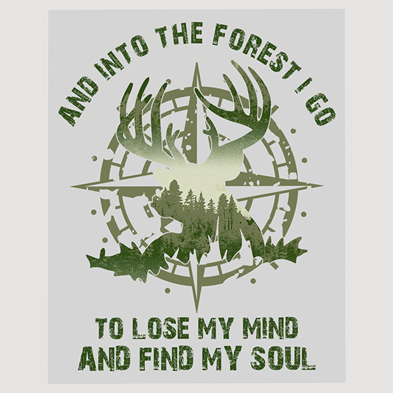 Into the Forest - Deer Compass Ready to Press DTF Transfer