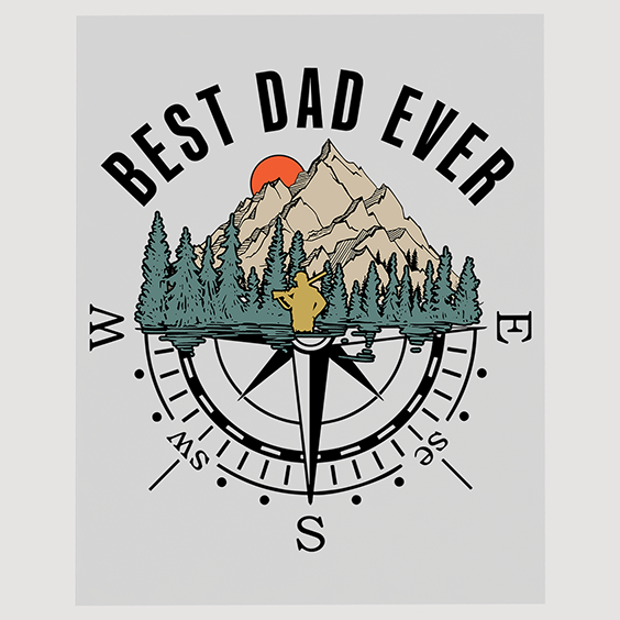 Best Dad Ever Compass and Mountain - DTF Transfer