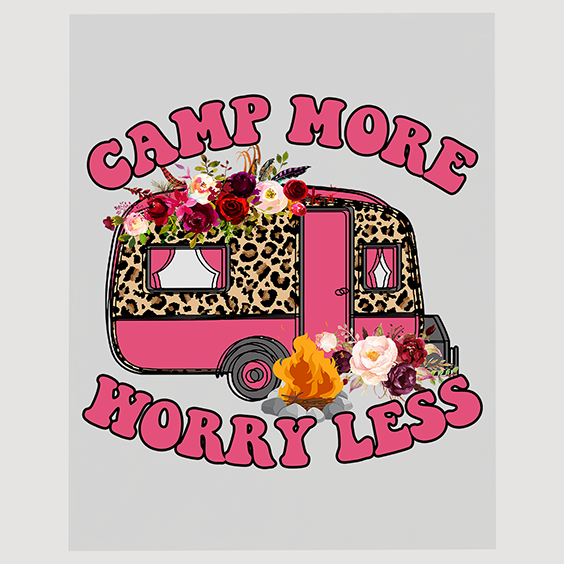 Camp More Worry Less Retro Camper - DTF Transfer