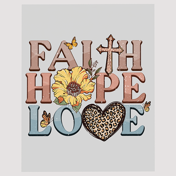 Faith Hope Love DTF Transfer – The Three Christian Virtues