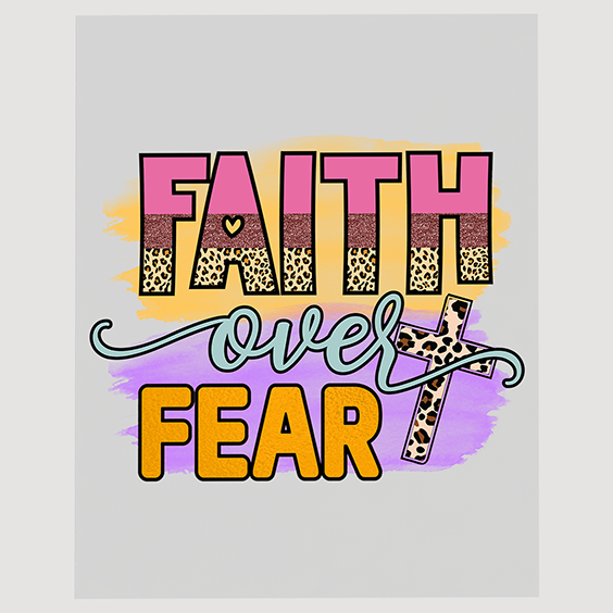 Faith Over Fear Cross Leopard DTF Transfer