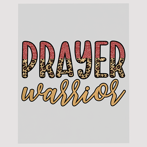 Leopard Print Christian Warrior DTF Transfer - Prayer Warrior Bold Design