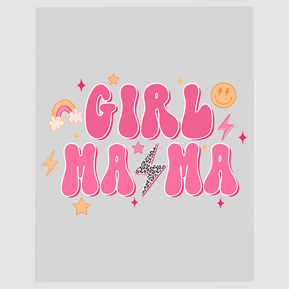 Girl Mama DTF Transfer - Pink Lightning