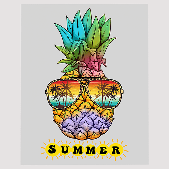 Tropical Summer Pineapple DTF Transfer - Beach Vibes Sunglasses Pineapple