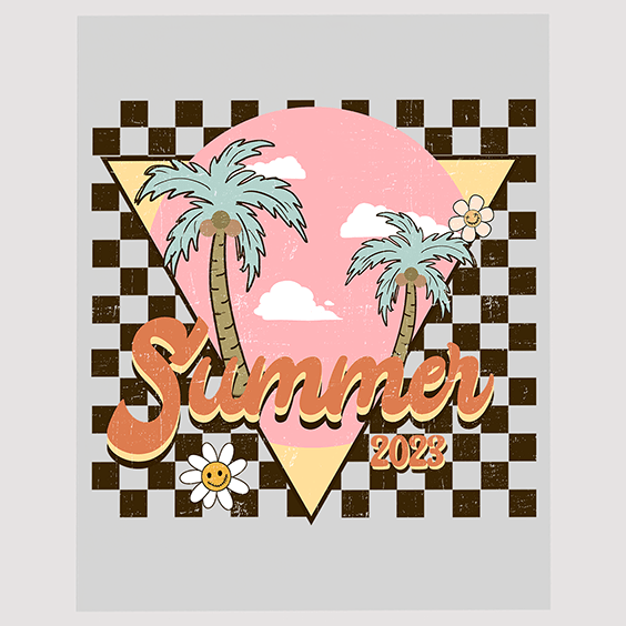 Retro Palm Trees Summer 2023 DTF Transfer - Vintage Vibes and Beach Palms