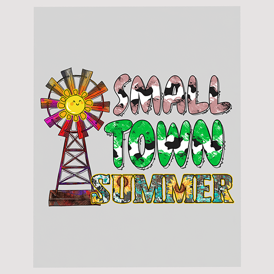 Small Town Summer Windmill DTF Transfer