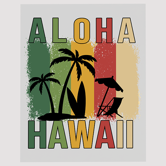 Aloha Hawaii Palm Tree DTF Transfer