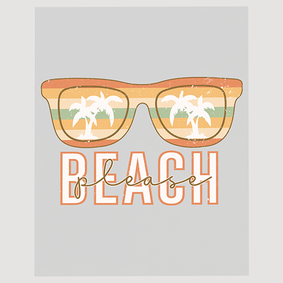 Beach Please Tropical Sunglasses DTF Transfer