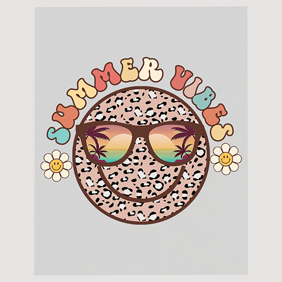 Summer Vibes Leopard Print Sunglasses T-Shirt Transfer