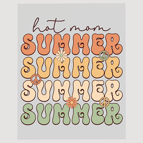 Groovy Hot Mom Summer Typography Ready to Press DTF Transfer