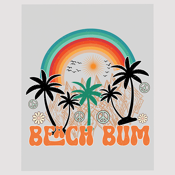 Beach Bum Palms and Peace Ready to Press DTF Transfer