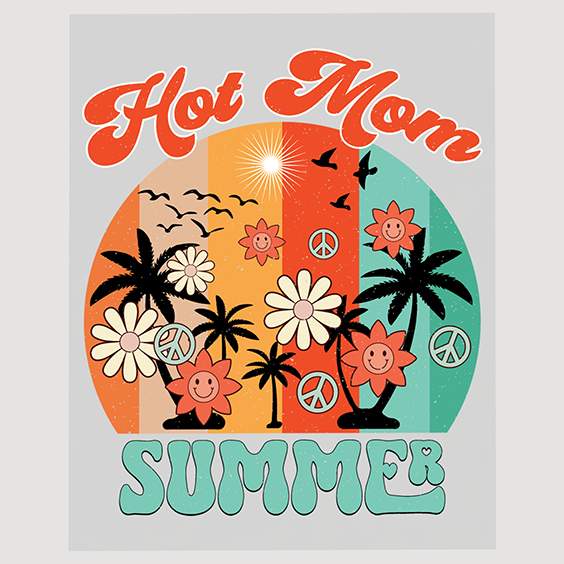 Retro Flower Power Hot Mom Summer DTF Transfer