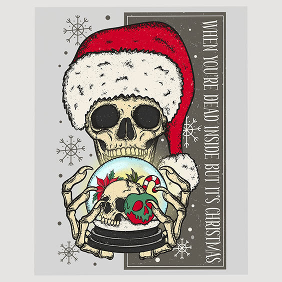 Dead Inside But It's Christmas Skull Ready to Press DTF Transfer