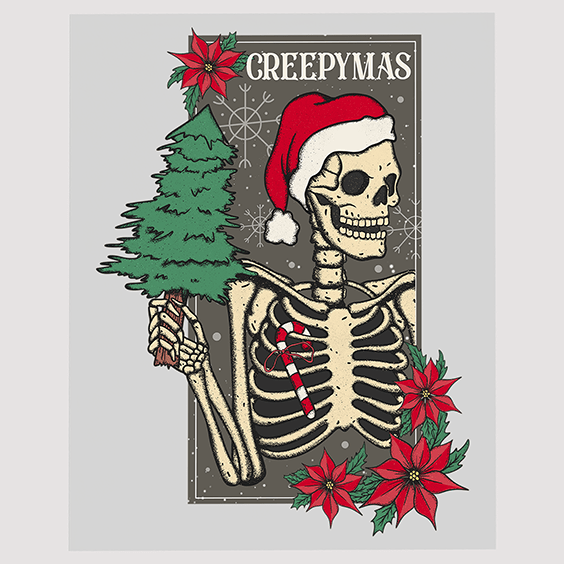 Creepmas Skeleton with Christmas Tree Ready to Press DTF Transfer