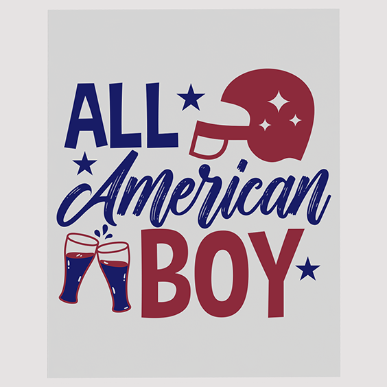 All American Boy Helmet and Boots Ready to Press DTF Transfer